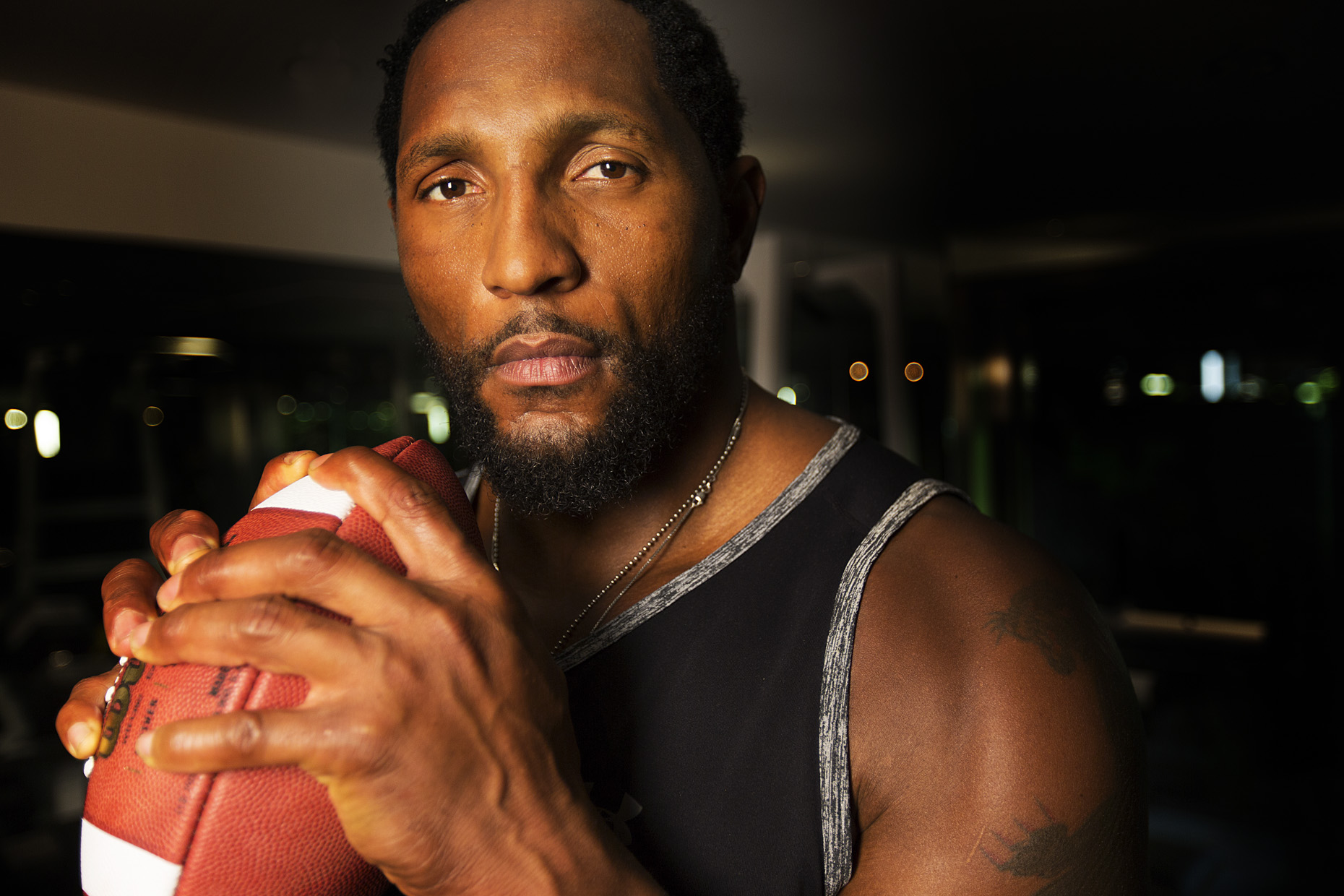 Ray Lewis by Boston based commercial portrait photographer Brian Nevins