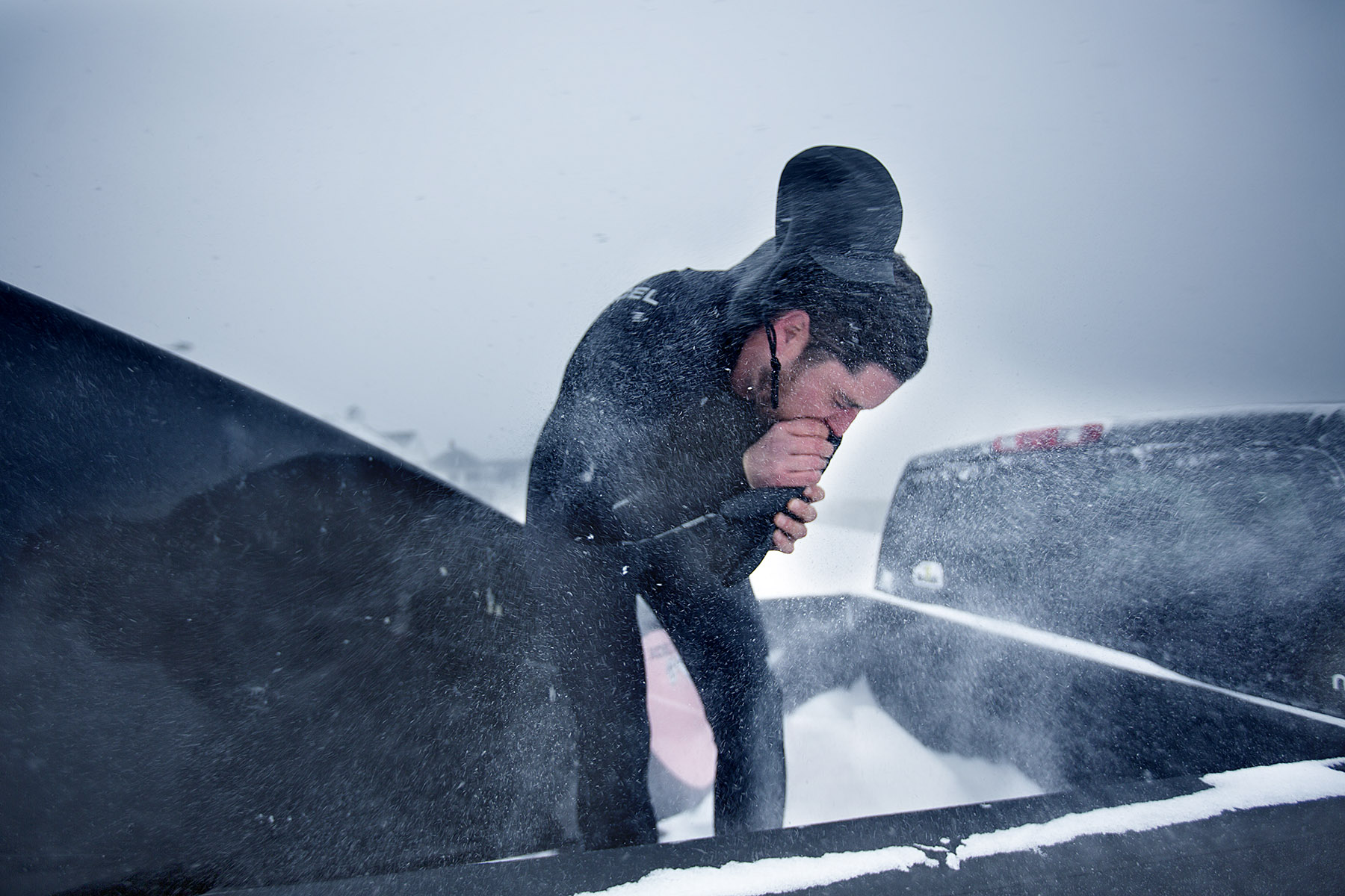 Winter surfing in New England by Boston based commercial lifestyle photographer Brian Nevins