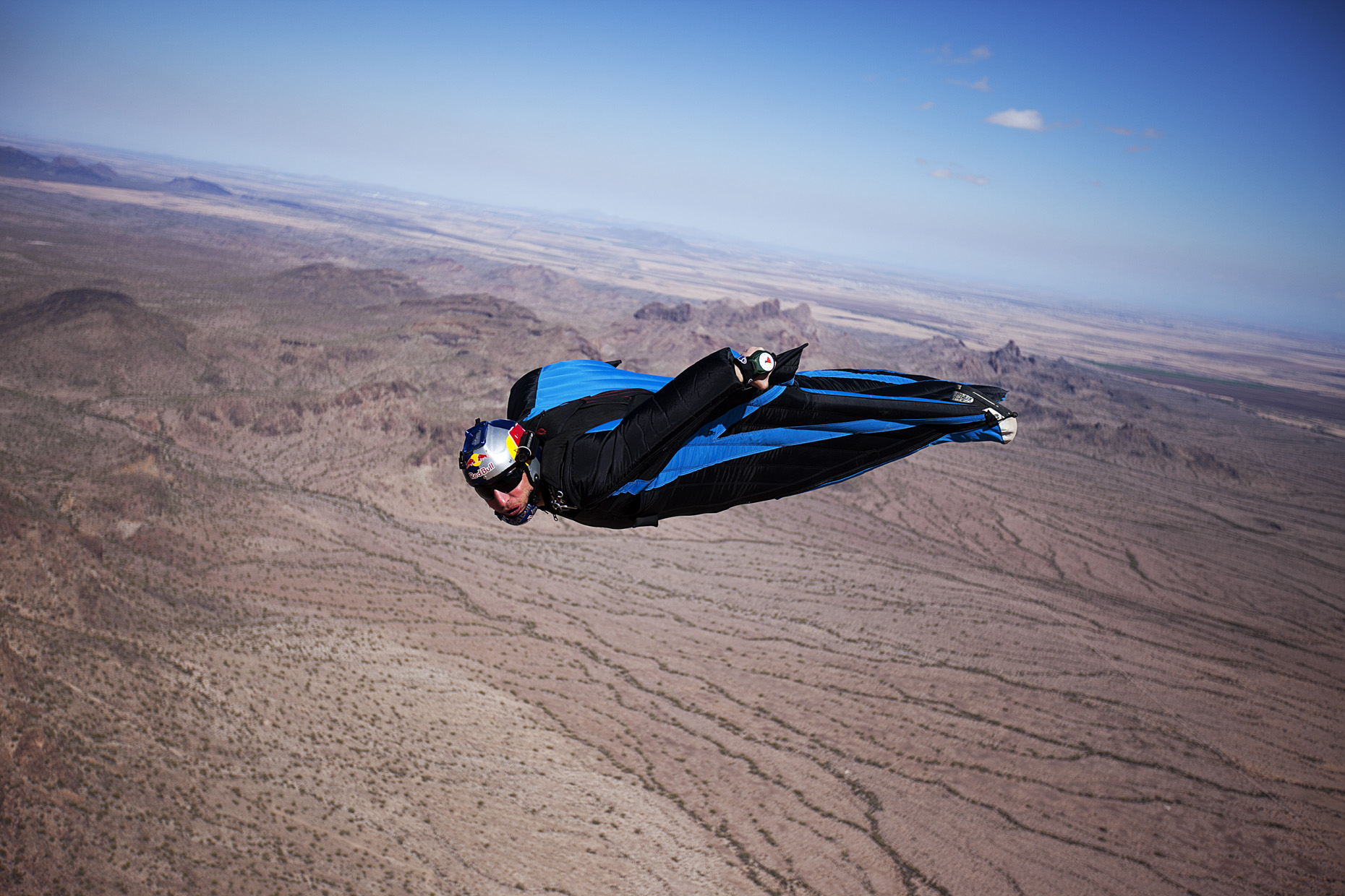 Andy Farrington wing suit skydiving for Red Bull by Boston based commercial sports photographer Brian Nevins