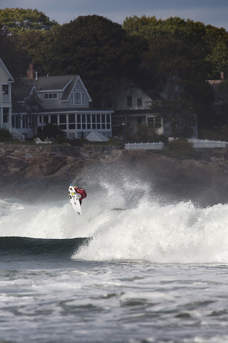 Balaram Stack surfing Maine for Surfer Magazine by Boston based commercial sports photographer Brian Nevins
